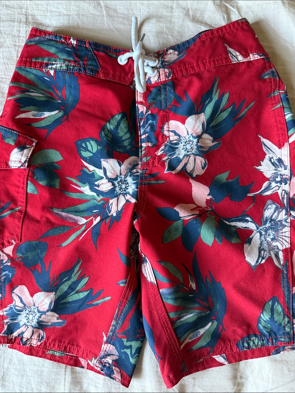 Volcom Boys Red Floral Swim Trunks